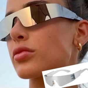 Silver Raccoon Style Super Trendy Flat Top Shield Fashion Sun Glasses